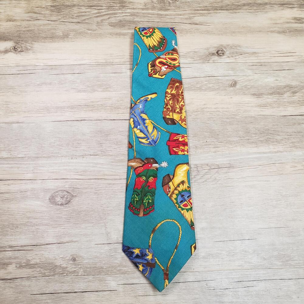 Vintage Rockmount Ranch Wear Tie Mens One Size Turquoise Cowboy Boots Western